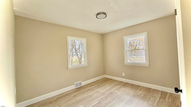 empty room featuring light wood-type flooring and a wealth of natural light