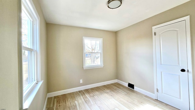 unfurnished room featuring light hardwood / wood-style flooring