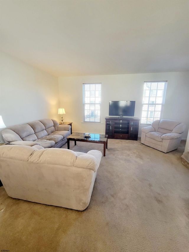 carpeted living room featuring a healthy amount of sunlight