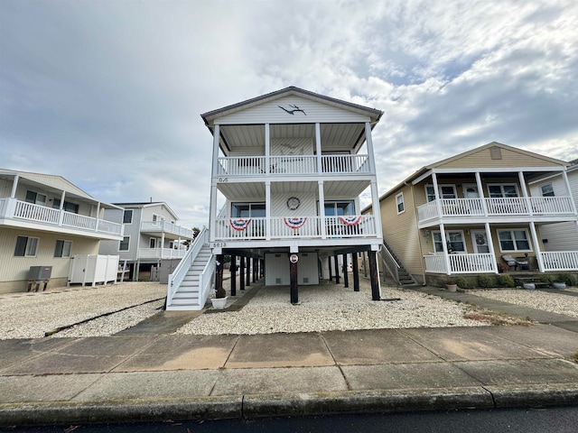 coastal inspired home with a balcony