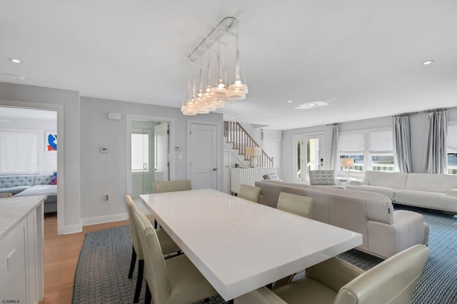 dining room with light hardwood / wood-style floors