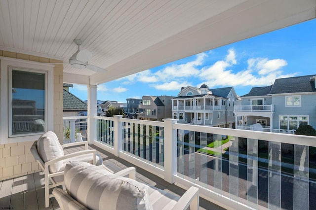 balcony with ceiling fan