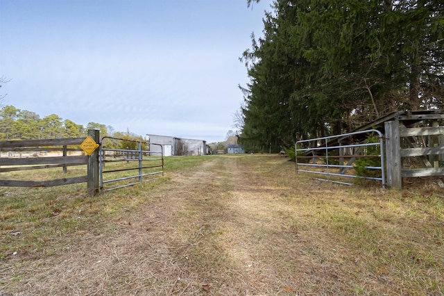 view of road featuring a rural view