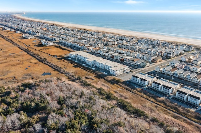 aerial view featuring a beach view and a water view