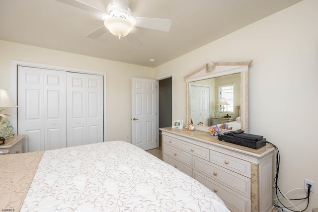 bedroom featuring ceiling fan