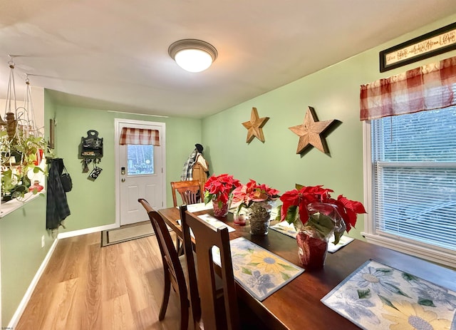 dining room with light wood-type flooring