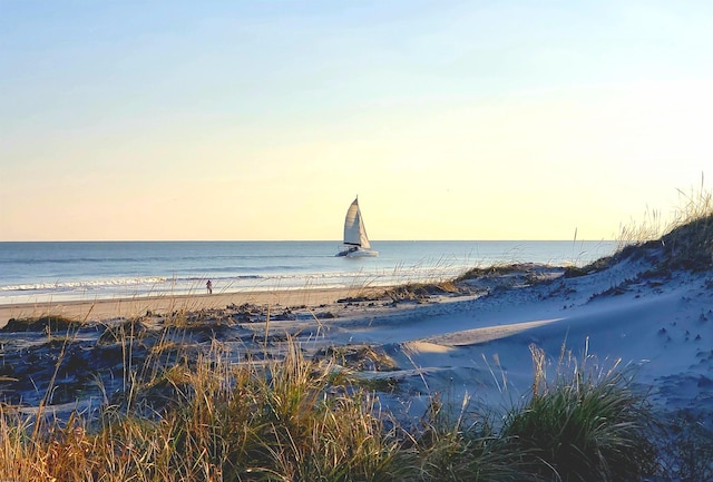 property view of water with a beach view