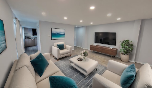 living room with hardwood / wood-style flooring