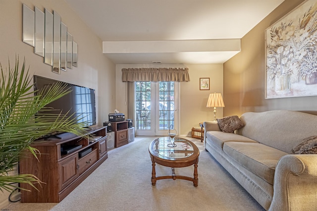 living room with carpet floors