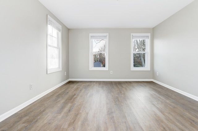 spare room featuring wood-type flooring and a wealth of natural light