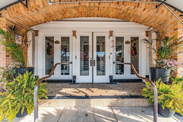 doorway to property with french doors