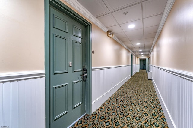 corridor featuring ornamental molding