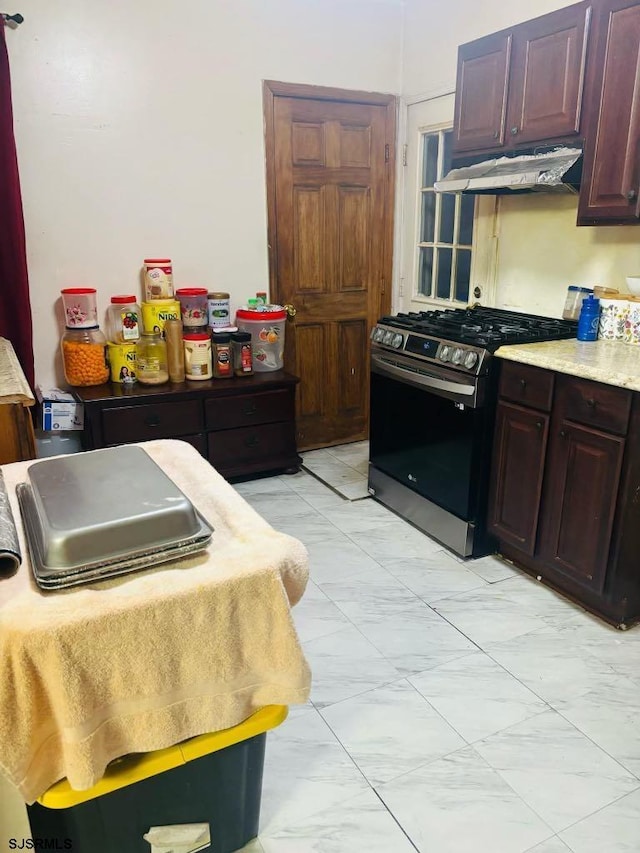 kitchen with gas range oven