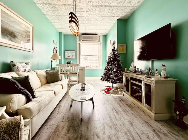 living room with wood-type flooring