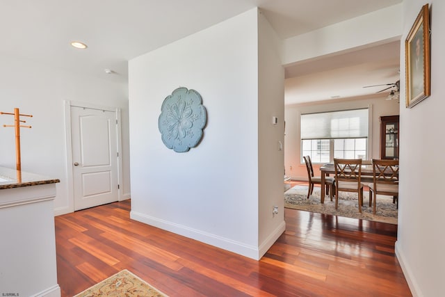 hallway featuring hardwood / wood-style flooring