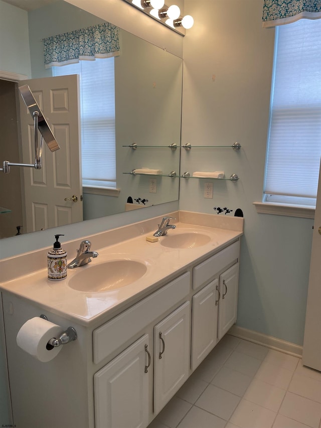 bathroom featuring vanity and tile patterned floors