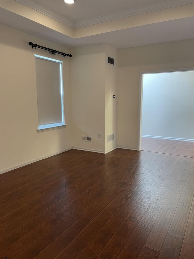 unfurnished room with dark hardwood / wood-style floors