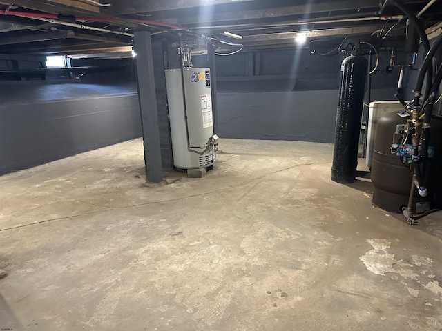 basement with water heater