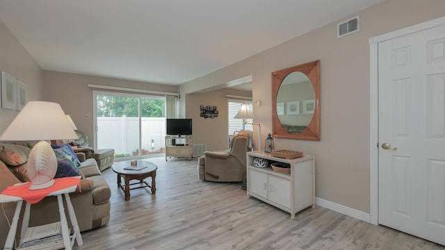 living room featuring light hardwood / wood-style flooring