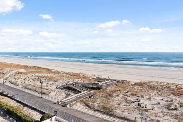 property view of water featuring a view of the beach