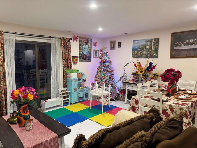 playroom with tile patterned floors