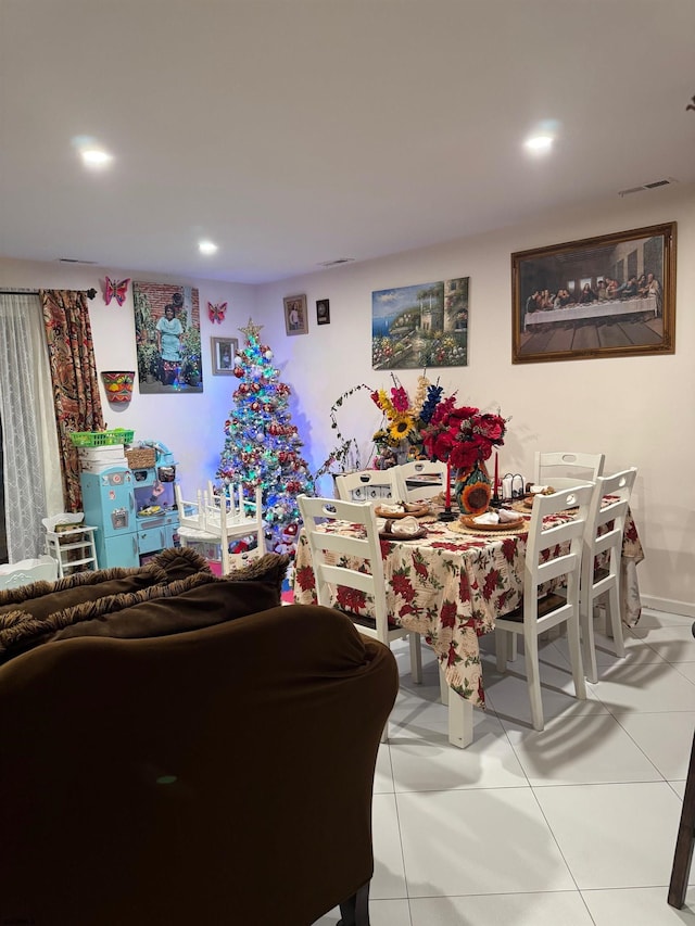 living room featuring tile patterned floors