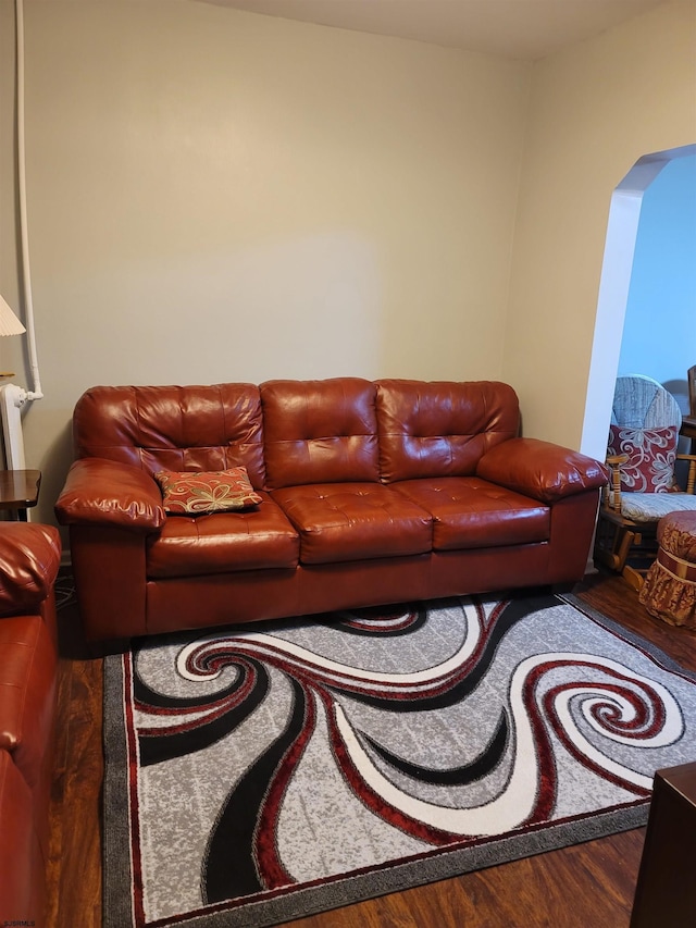 living room with hardwood / wood-style flooring