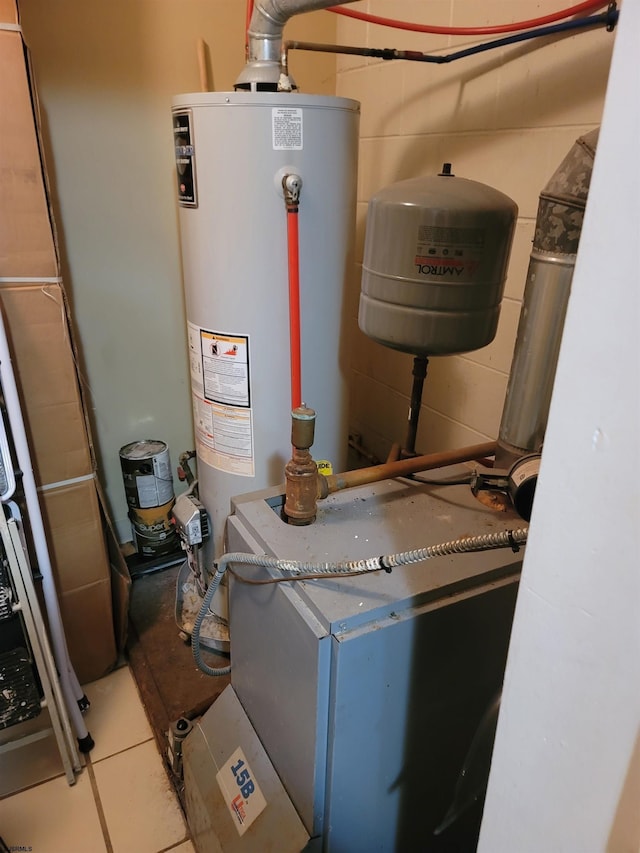 utility room with water heater