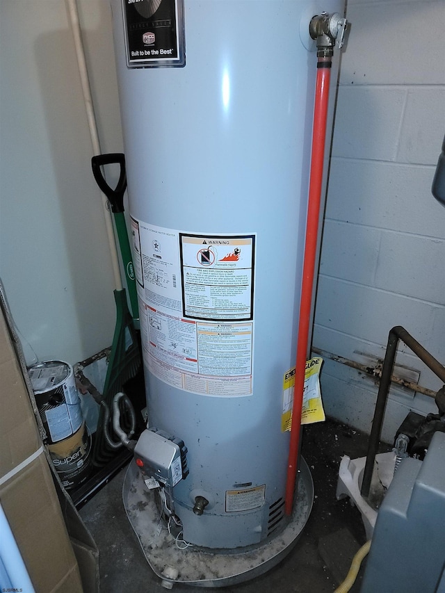 utility room featuring gas water heater