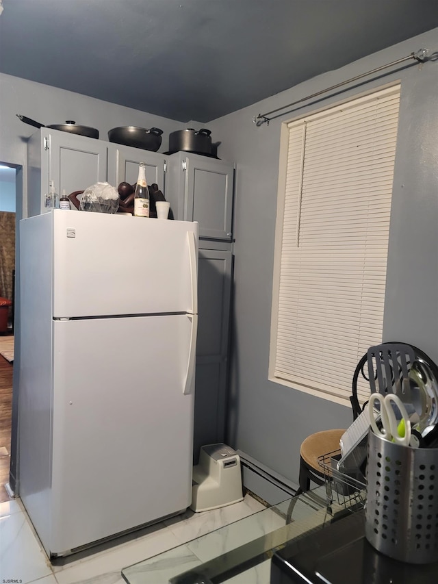 kitchen with white fridge