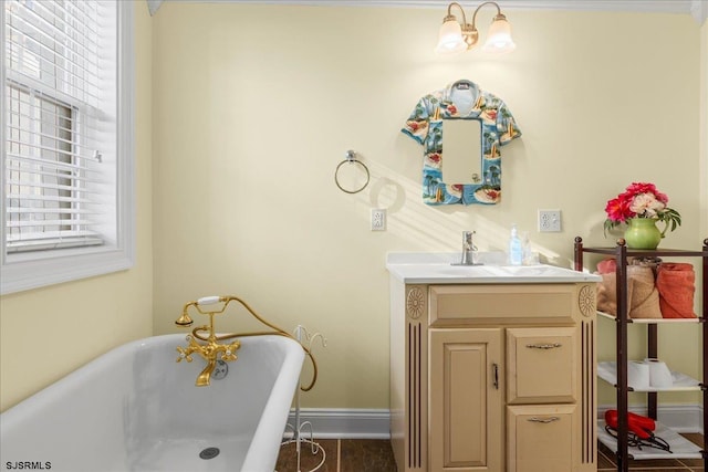 bathroom with vanity and a bathtub