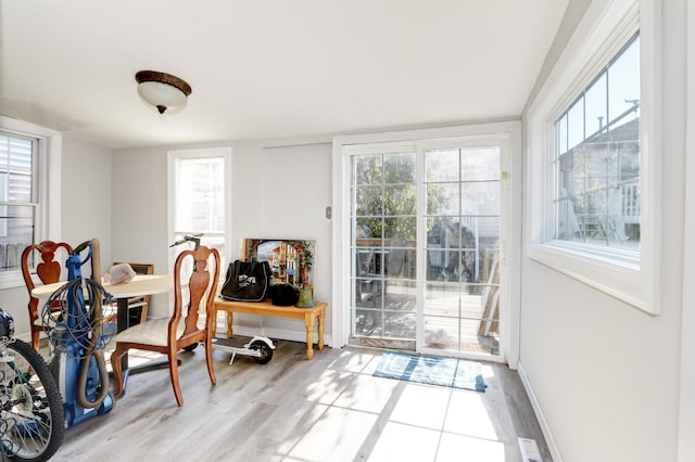 interior space featuring a healthy amount of sunlight and light hardwood / wood-style floors