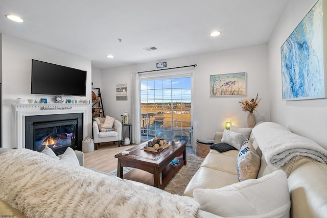 living room featuring light hardwood / wood-style flooring