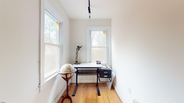 office space featuring light hardwood / wood-style floors