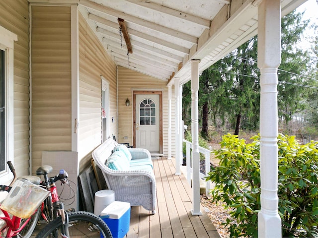 deck with a porch