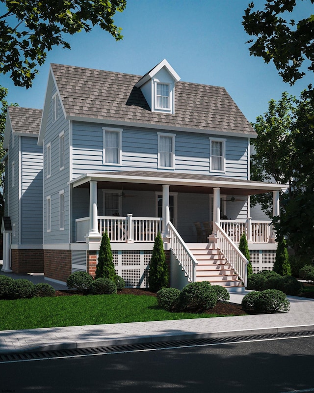 view of front facade featuring covered porch