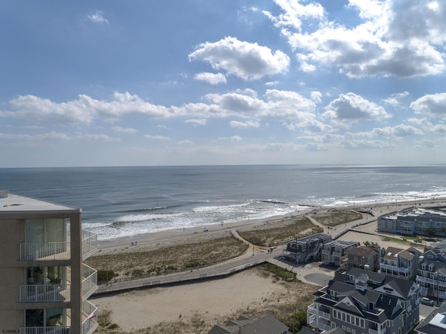 property view of water featuring a view of the beach