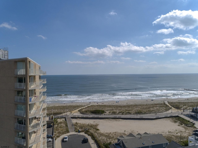 view of water feature featuring a view of the beach