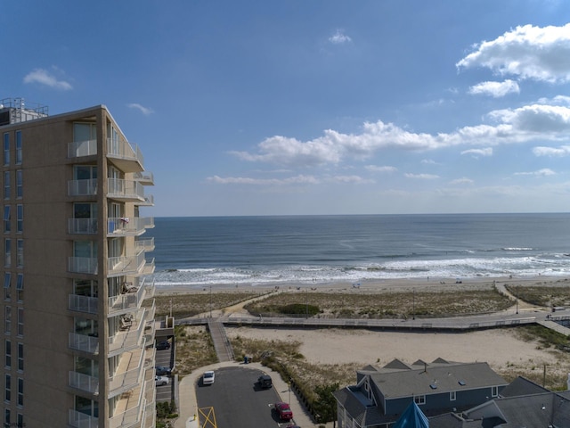 view of water feature with a view of the beach