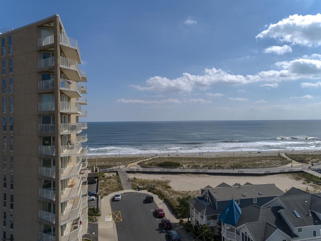 property view of water featuring a view of the beach