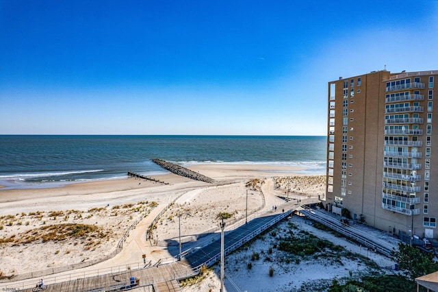 property view of water featuring a view of the beach