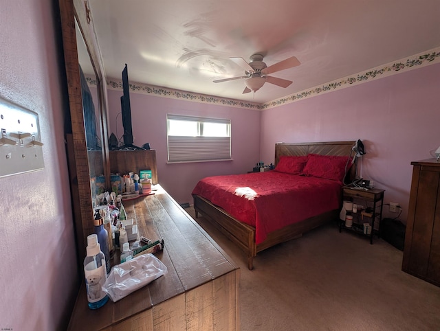 bedroom with carpet floors and ceiling fan