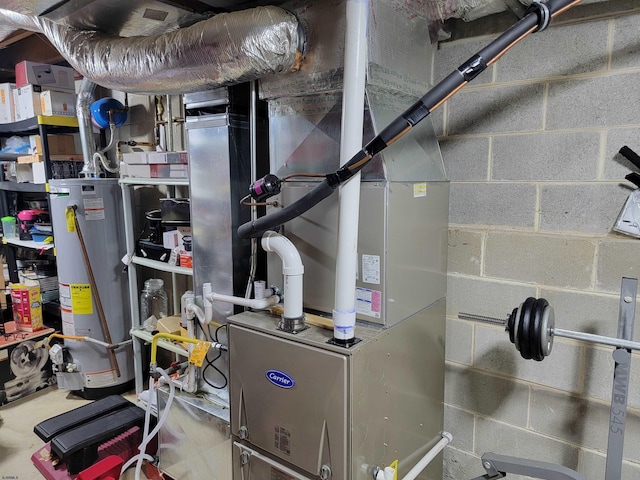 utility room featuring gas water heater