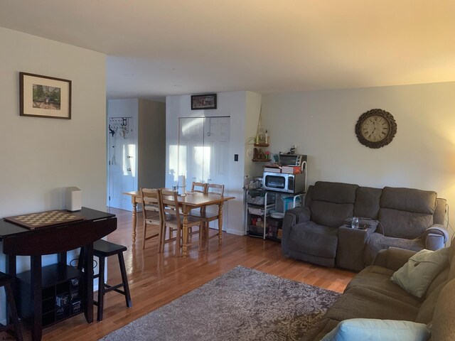 living room with wood finished floors