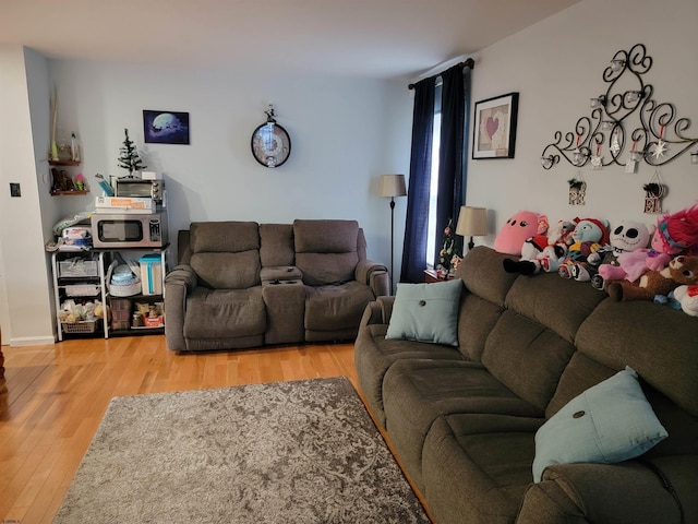 living area featuring wood finished floors