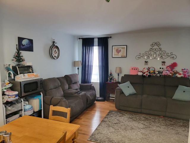 living room with wood finished floors