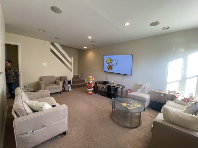 living room featuring carpet floors