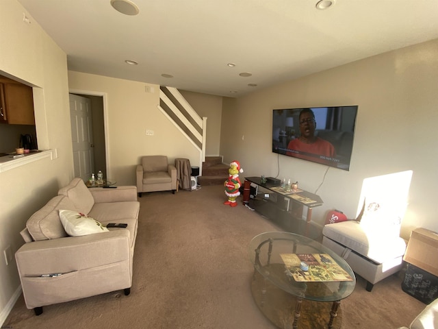 living room featuring carpet