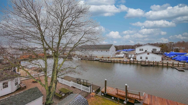 view of water feature featuring a dock