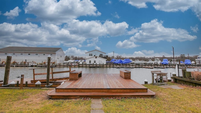 dock area featuring a water view